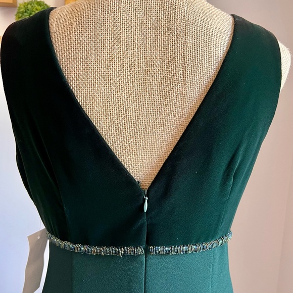 Vintage Emerald Green Velvet & Beaded Floor Length Dress - Picture 5 of 14